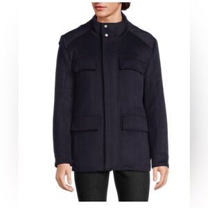 COLE HAAN Men’s Wool Blend Coat, Navy, XXL‎